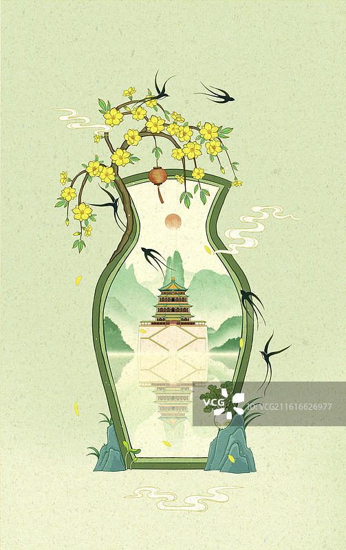 园林葫芦门立春创意框景-北京颐和园图片素材