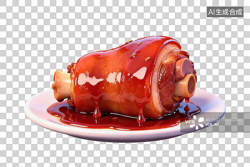 【AI数字艺术】卡通风格，一盘美味的酱肘子PNG格式的免扣元素图片素材
