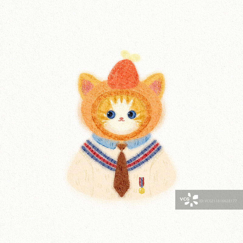 可爱毛毡小猫插画图案设计图片素材