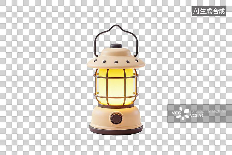 【AI数字艺术】卡通风格，户外露营灯PNG格式的免扣元素图片素材