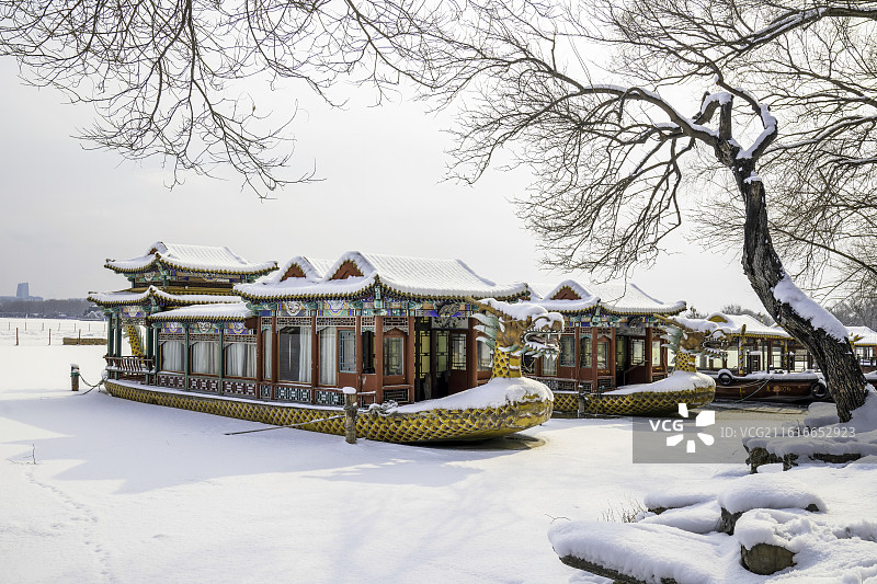 北京颐和园雪景图片素材