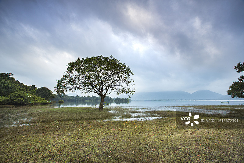 斯里兰卡丹布勒坎达拉马湖畔自然风光图片素材