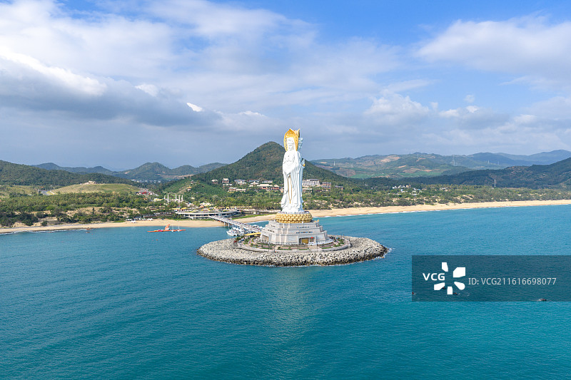 三亚南山文化旅游区海上观音像航拍（南海观音）图片素材
