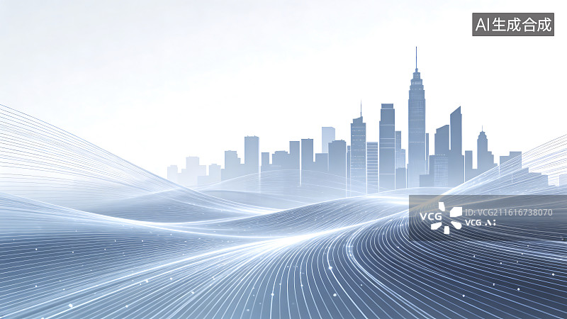 【AI数字艺术】未来城市科技抽象背景图片素材