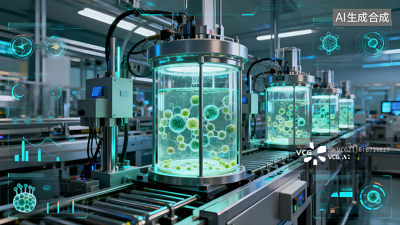 【AI数字艺术】先进生物制药生物反应器生产线图片素材