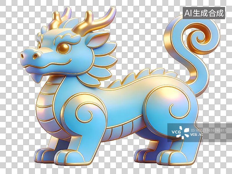 【AI数字艺术】蓝色神兽雕塑图片素材
