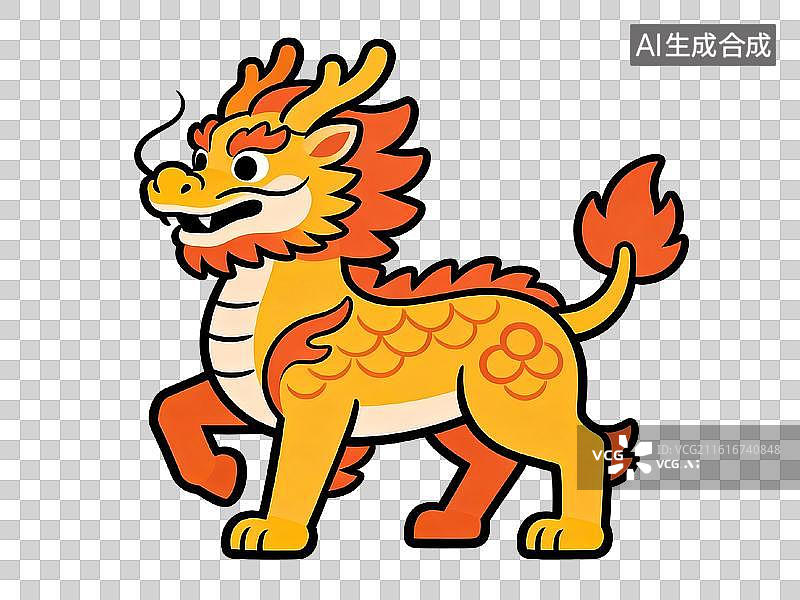 【AI数字艺术】卡通风格的中国神兽图片素材