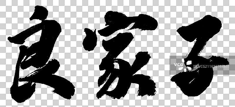 良家子网络热门词汇手写书法艺术字体元素图片素材