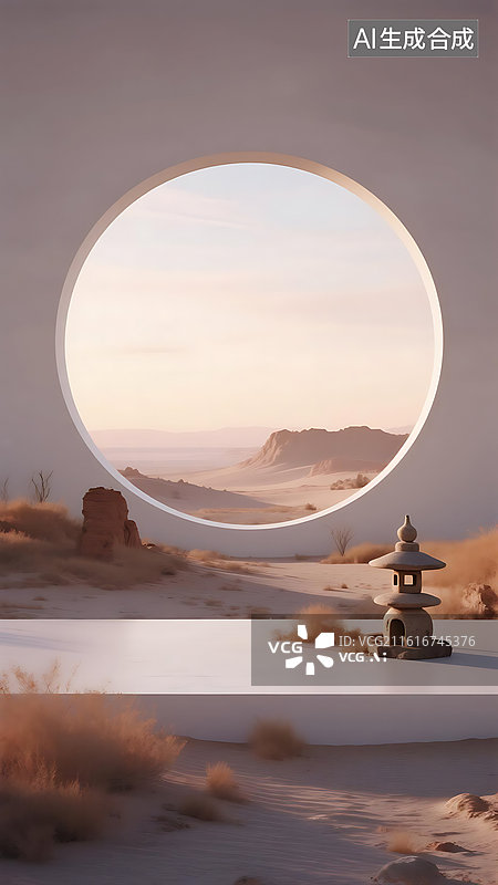 【AI数字艺术】梦幻渐变沙丘地形产品展台背景壁纸图片素材