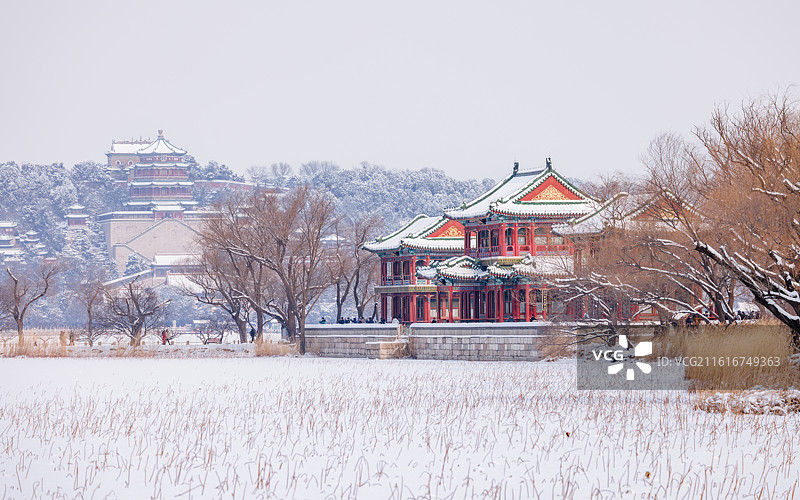 雪中古建筑图片素材