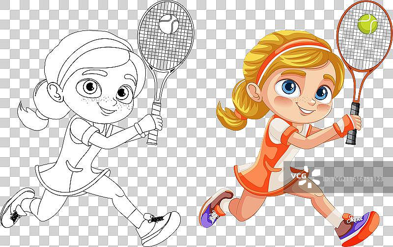 一个女孩在打网球图片素材