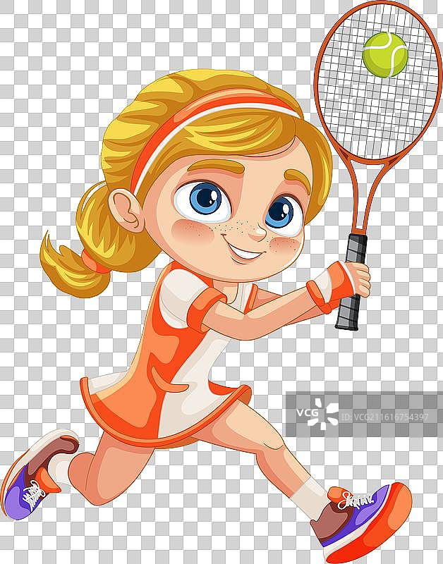 运动中的网球少女图片素材