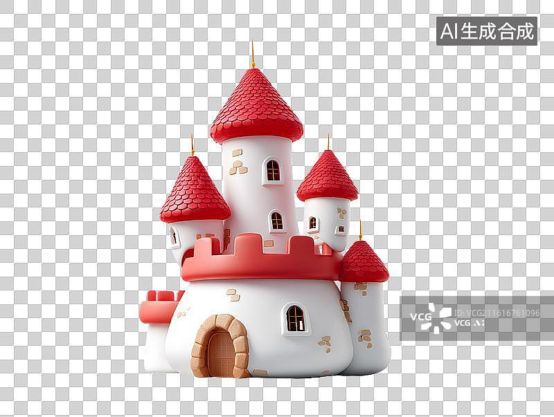 【AI数字艺术】红色卡通城堡图片素材