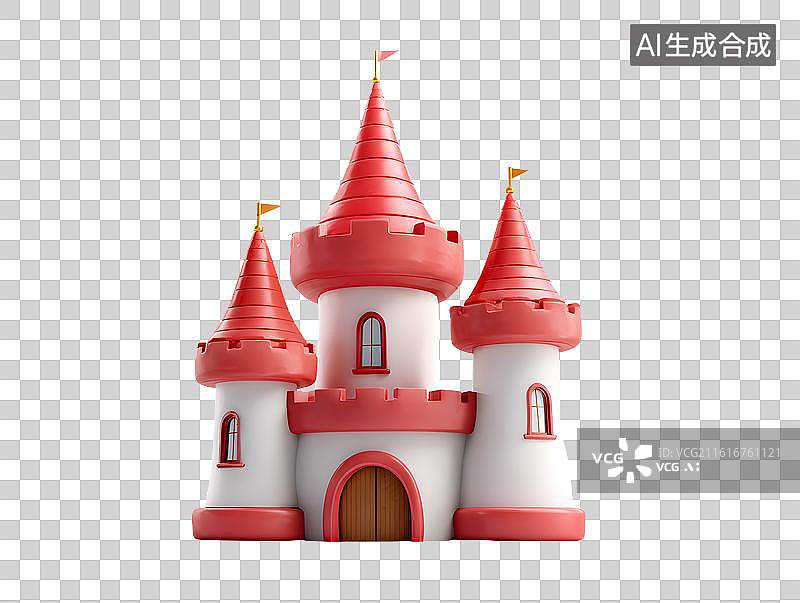 【AI数字艺术】红色卡通城堡图片素材