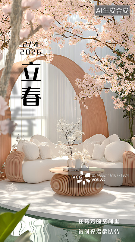 【AI数字艺术】立春节气阳光家居创意海报图片素材