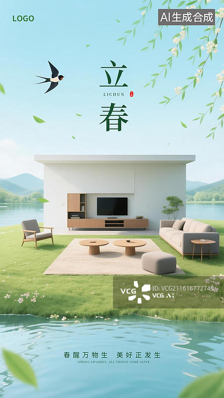 【AI数字艺术】时尚家居立春海报图片素材