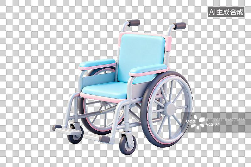 【AI数字艺术】卡通风格，一个轮椅PNG格式的免扣元素图片素材