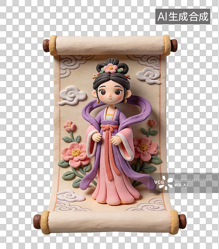 【AI数字艺术】3D粘土风农历正月十一奉紫姑春节过年年俗元素图片素材