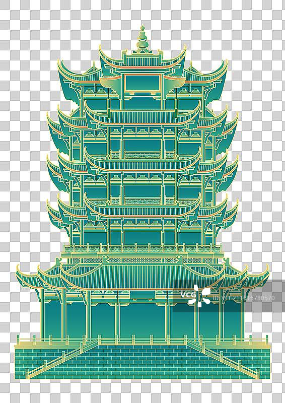 武汉黄鹤楼矢量插画元素图片素材