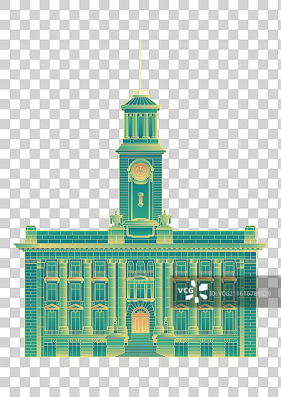 武汉江汉关矢量插画元素图片素材