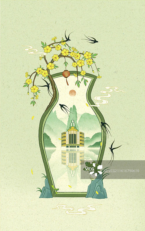 园林葫芦门立春创意框景-上海百乐门图片素材