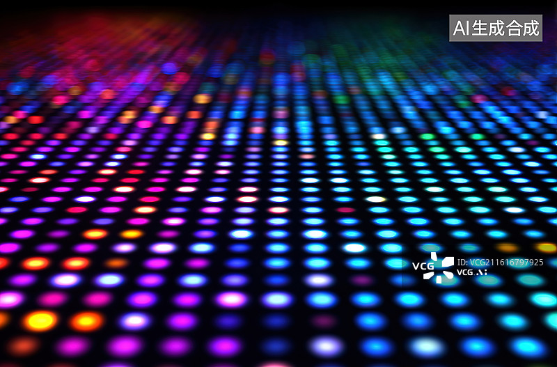 【AI数字艺术】彩色LED点阵灯光效果图片素材