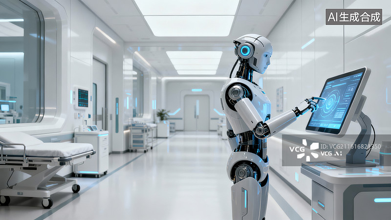 【AI数字艺术】人形机器人在现代医疗诊所图片素材