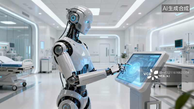 【AI数字艺术】人形机器人在现代医疗诊所图片素材