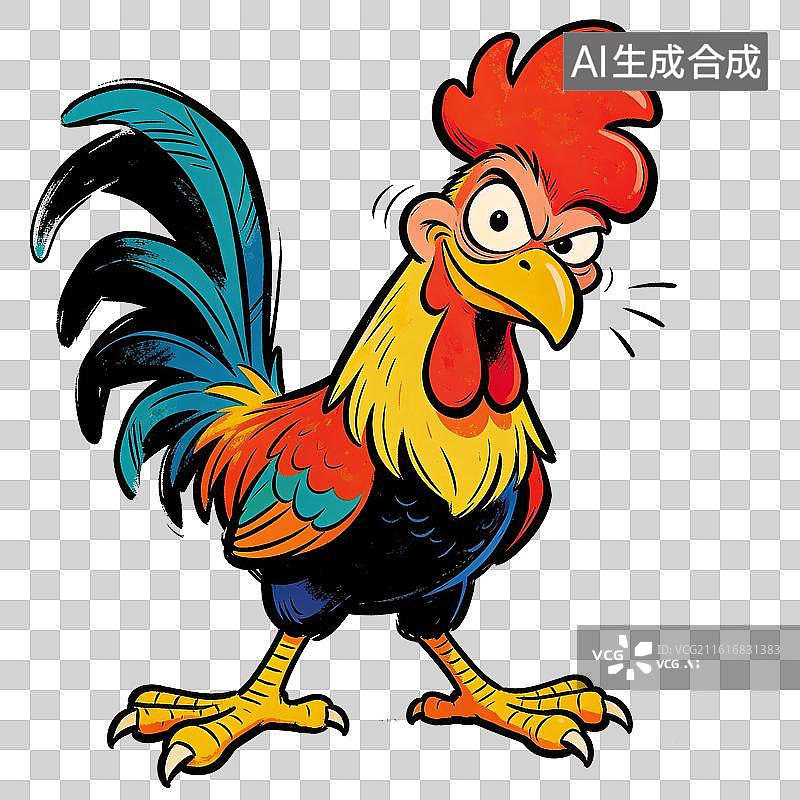【AI数字艺术】表情惊奇的公鸡图片素材