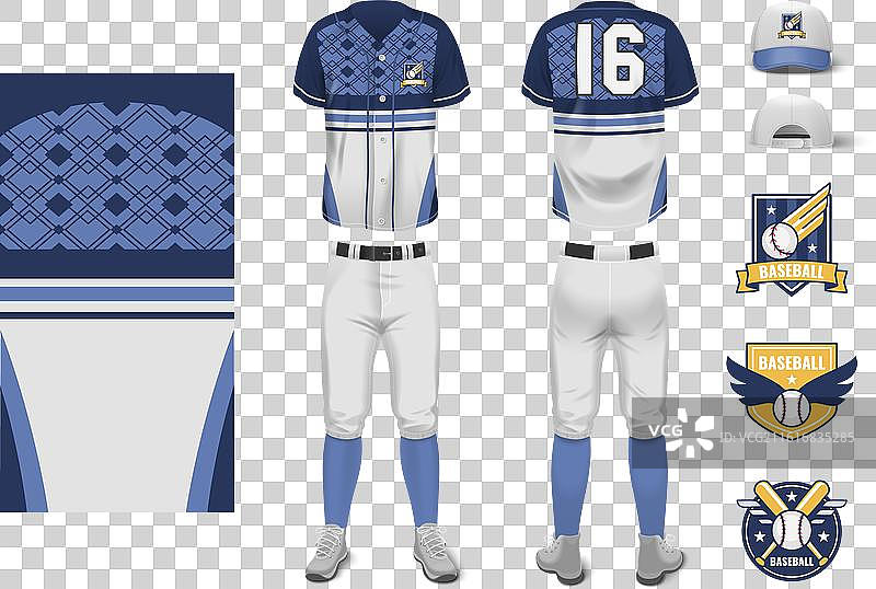 写实的棒球服和徽章模型图片素材
