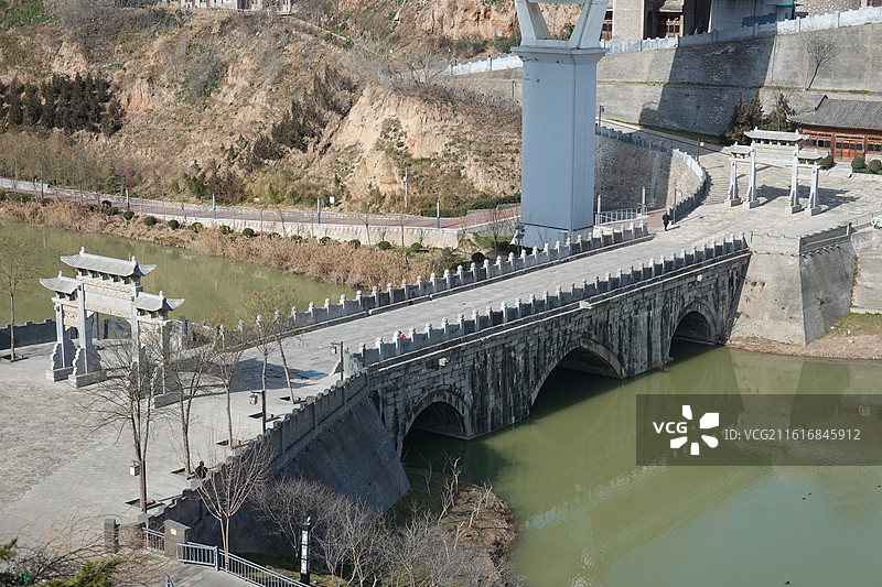 陕西省咸阳市三原县龙桥古镇清峪河古龙桥图片素材