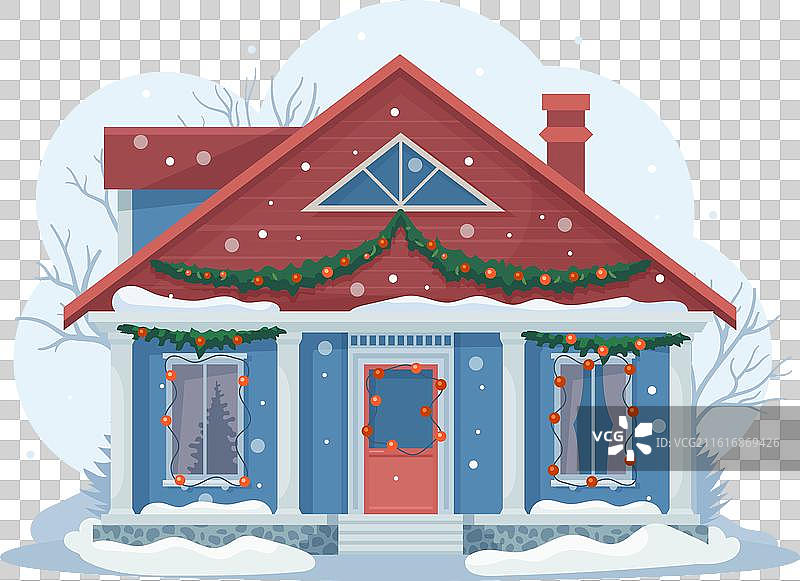 覆盖着皑皑白雪的圣诞冬日房屋外观图片素材