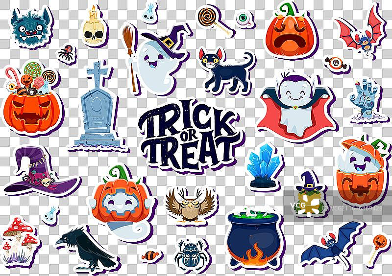 万圣节贴纸 可爱搞怪动物幽灵套装图片素材