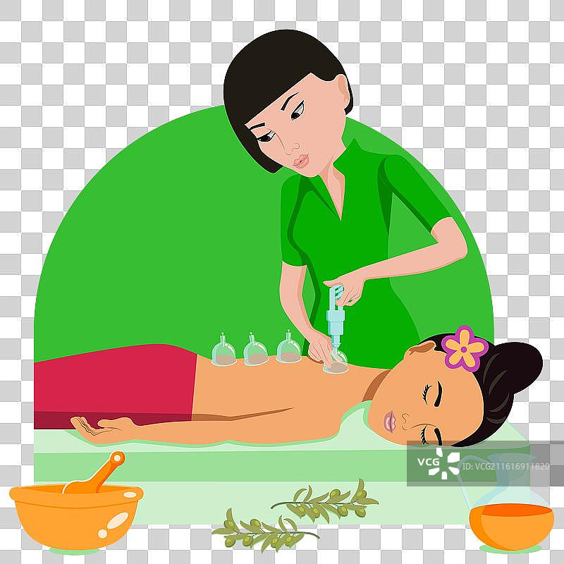 亚洲和东方民族杯子按摩图片素材