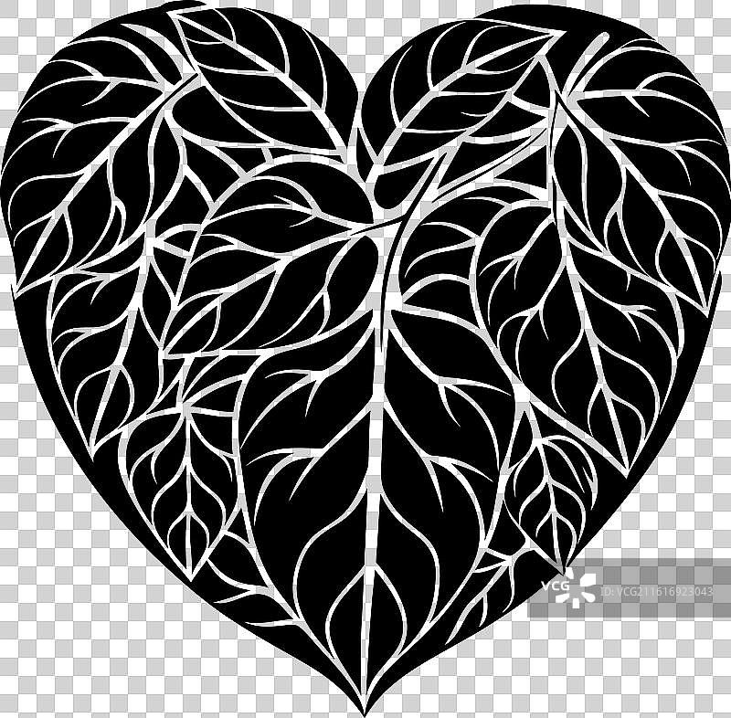 心形叶子剪影图片素材