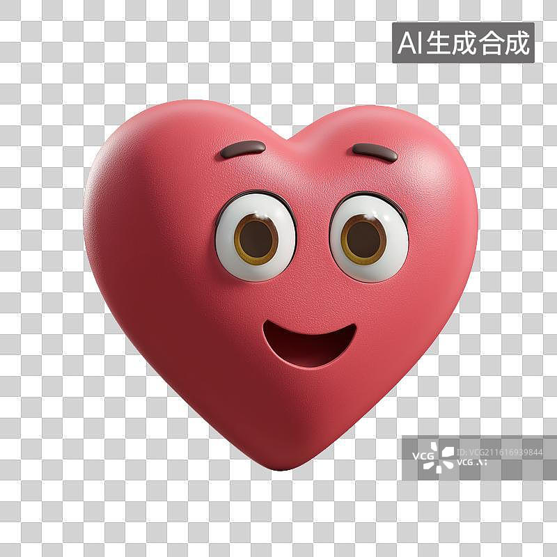 【AI数字艺术】免扣元素卡通风格黏土质感爱心图标图片素材