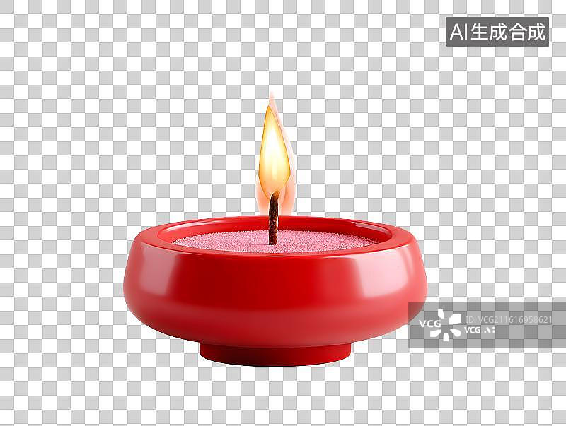 【AI数字艺术】一支燃烧的红色蜡烛图片素材