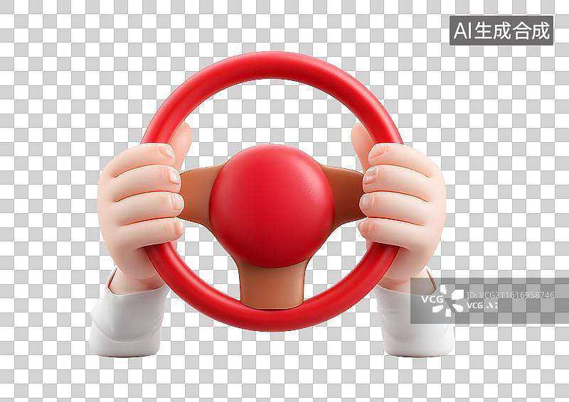 【AI数字艺术】一双卡通手握着方向盘图片素材