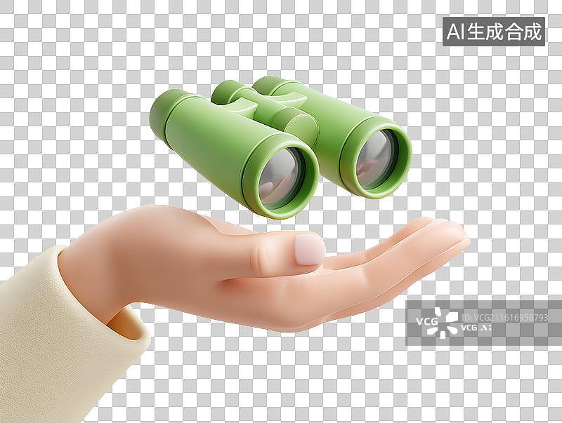 【AI数字艺术】手上拿着一个绿色望远镜图片素材