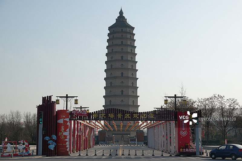陕西省咸阳市泾阳县泾阳崇文塔：中国最高砖塔图片素材