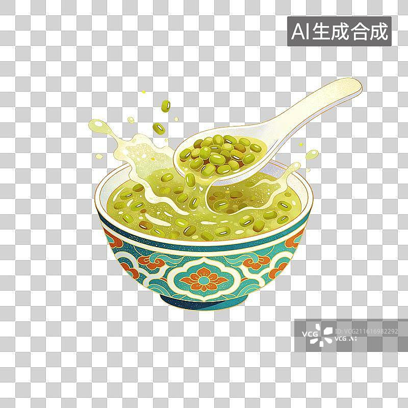 【AI数字艺术】绿豆沙糖水插画图片素材