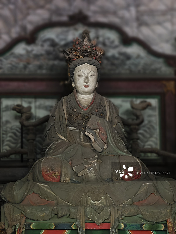 山西晋祠圣母殿圣母邑姜彩塑图片素材