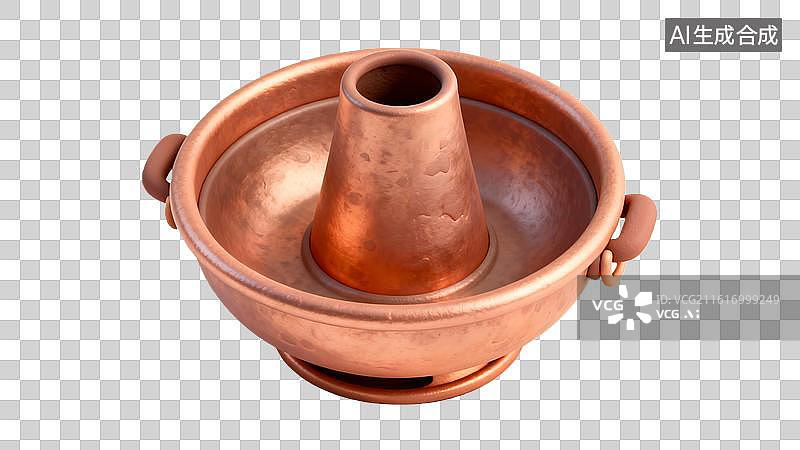 【AI数字艺术】传统铜制火锅 老北京铜火锅特写图片素材