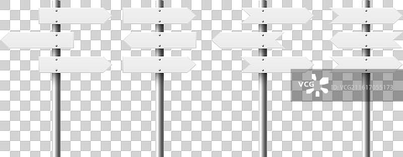 写实风格的空白路标集合图片素材