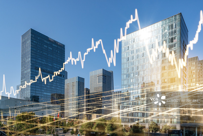 金融增长与城市摩天大楼图片素材