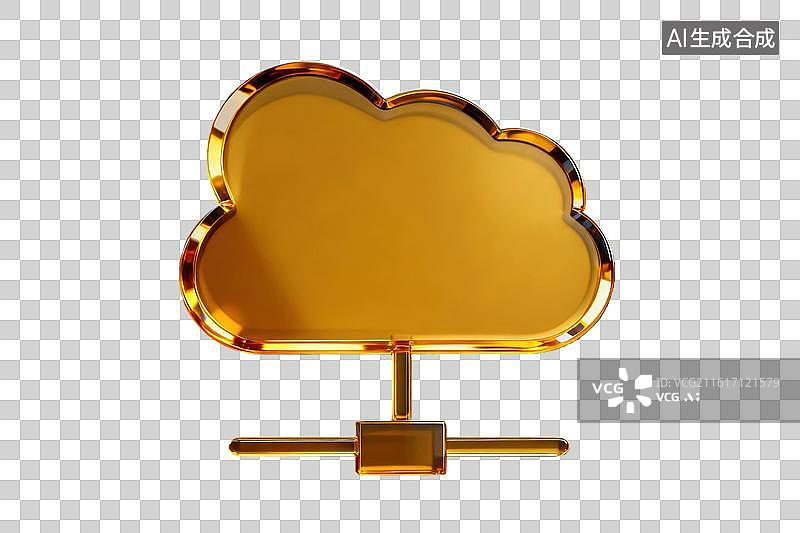 【AI数字艺术】金色云朵状网络连接图标图片素材