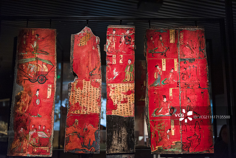 司马金龙墓漆画屏风 北魏时期 山西省大同市博物馆图片素材