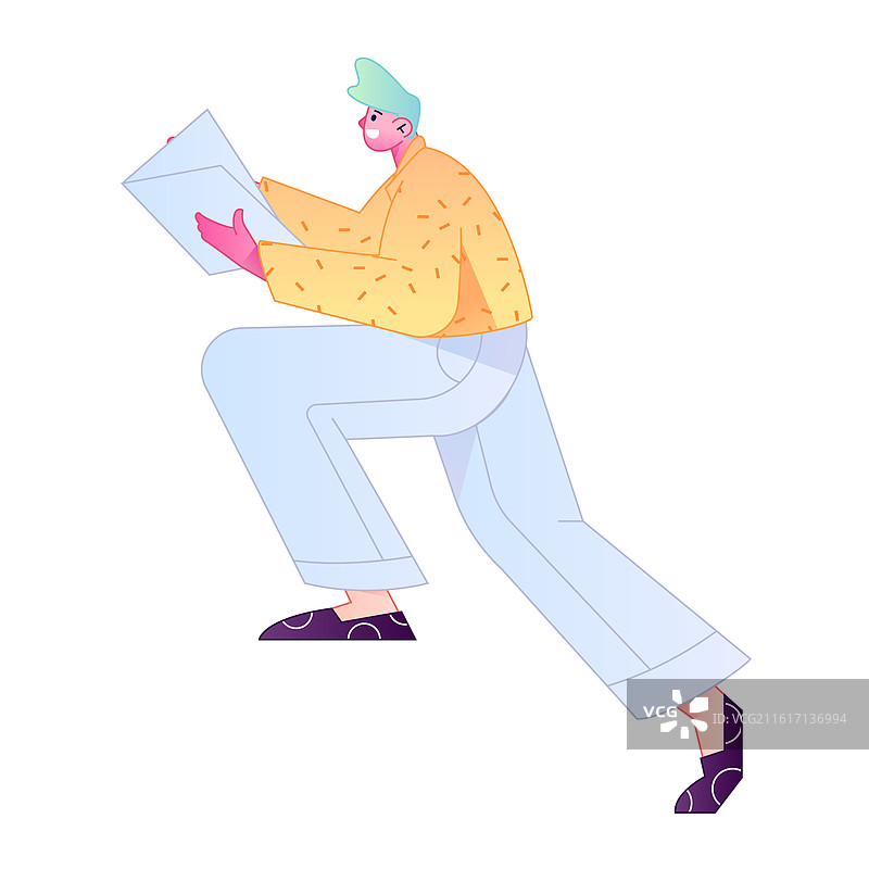 人物阅读看书造型矢量扁平渐变插画图片素材