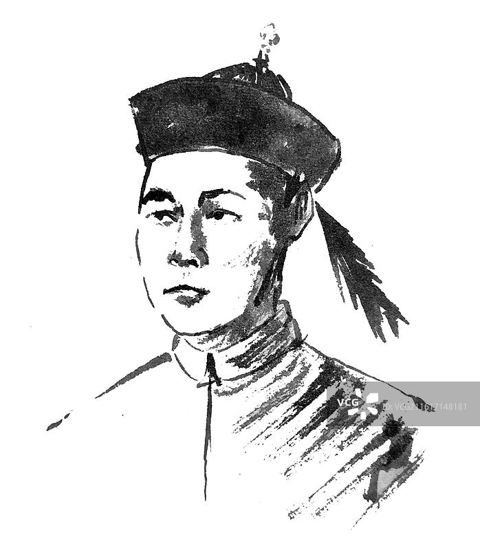 复古怀旧旧时光时代过去往事普通人的一生黑白效果水墨风水墨画剪影人物动态插画图片素材