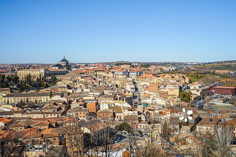 西班牙托莱多古城Toledo,城市全景俯瞰图图片素材